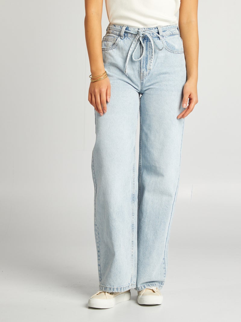 Jean large / wide leg taille haute Bleu - Kiabi