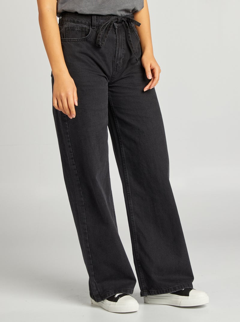 Jean large / wide leg taille haute Gris - Kiabi