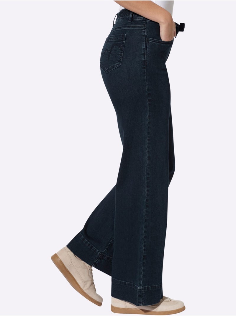 Jean lien à nouer - taille standard - helline Bleu foncé - Kiabi