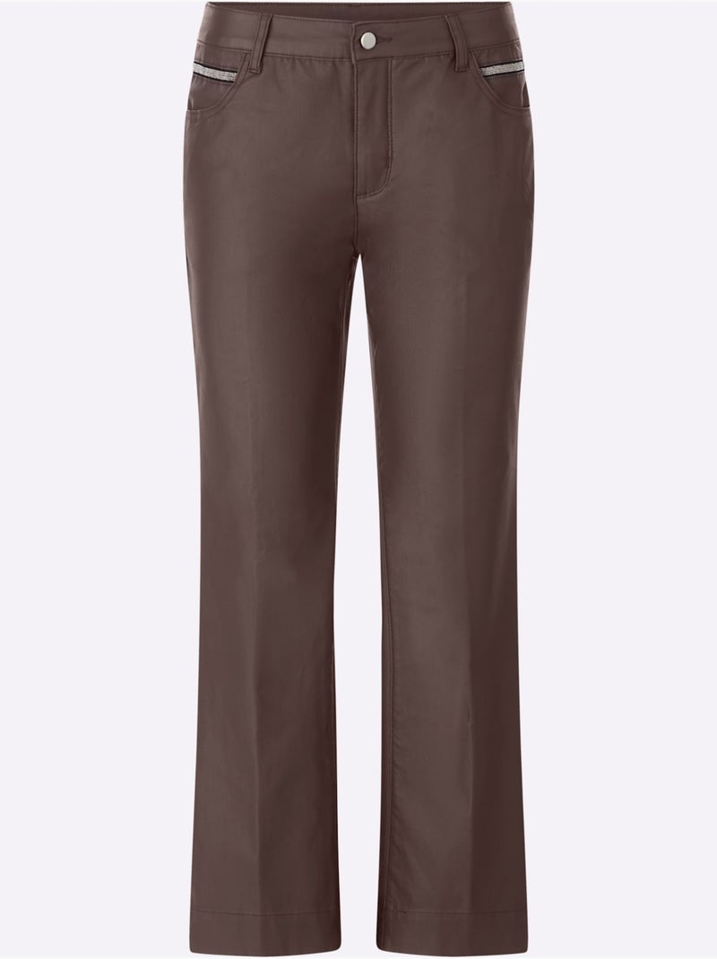 Jean longueur cheville revêtement brillant - taille standard - helline Marron/Choco - Kiabi