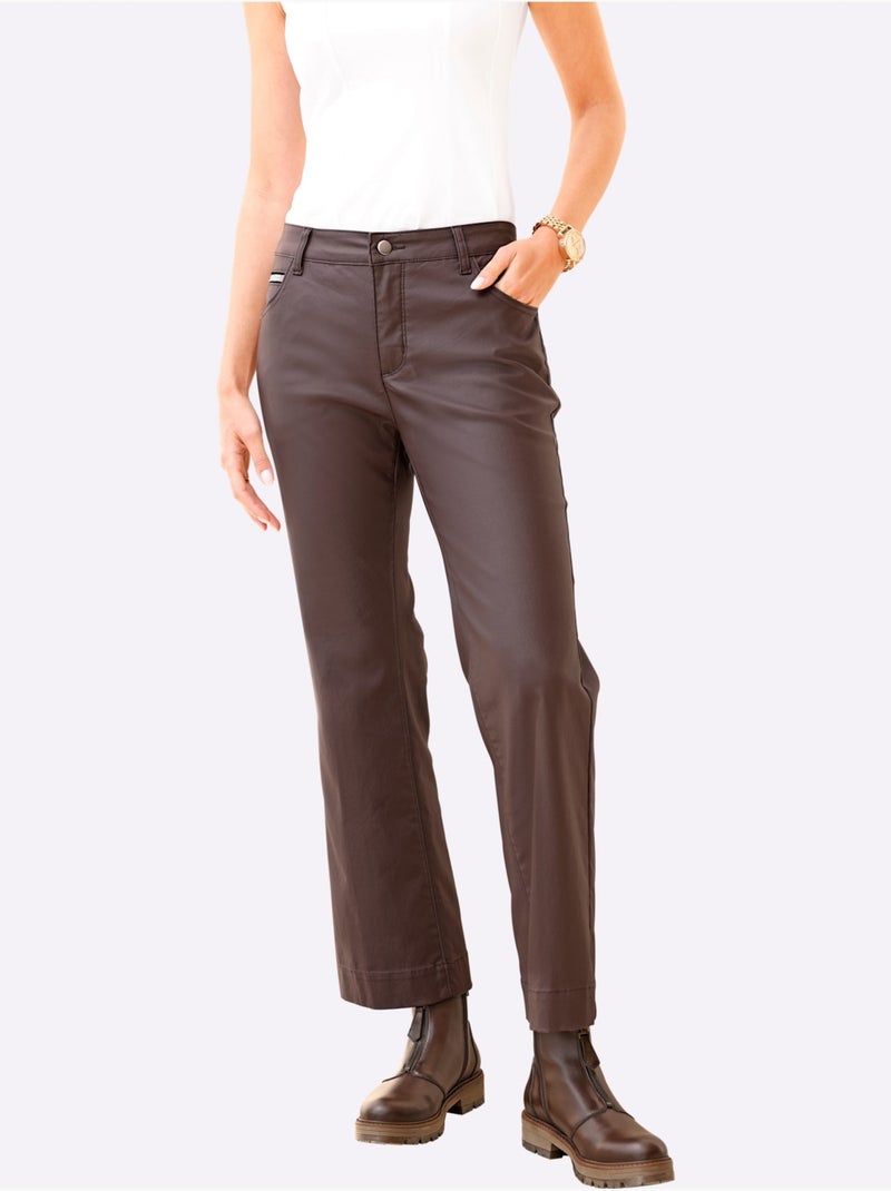 Jean longueur cheville revêtement brillant - taille standard - helline Marron/Choco - Kiabi