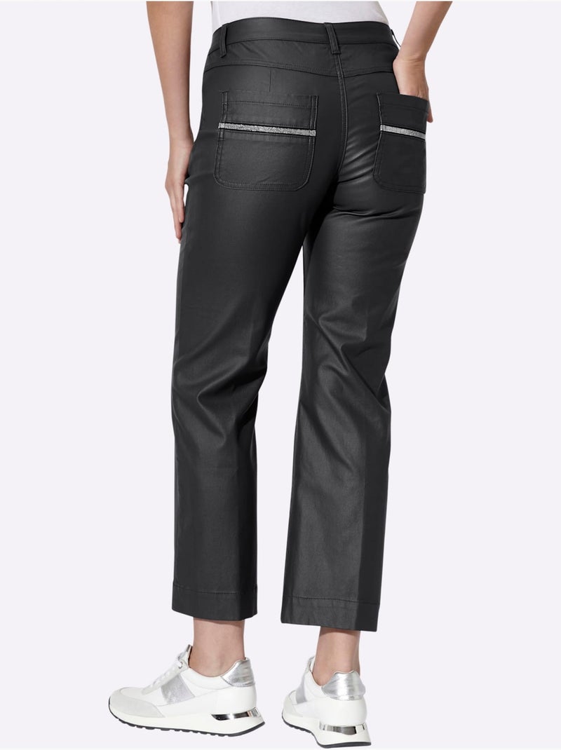 Jean longueur cheville revêtement brillant - taille standard - helline Noir - Kiabi