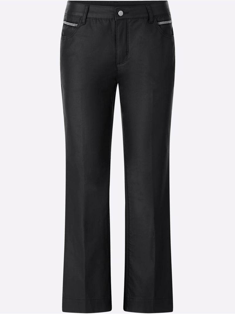 Jean longueur cheville revêtement brillant - taille standard - helline Noir - Kiabi