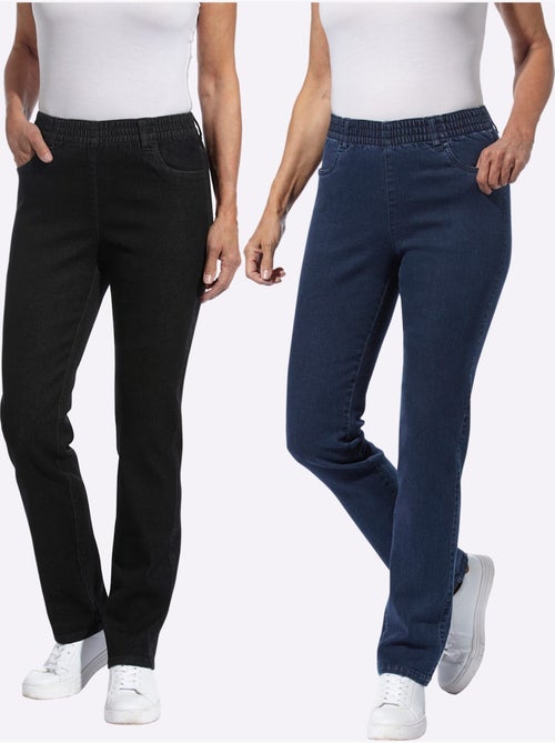 Jean lot de 2 avec ceinture élastique et poches avant - Taille courte - Moda Vilona - Kiabi Jean lot de 2 avec ceinture élastique et poches avant - Taille courte - Moda Vilona - Kiabi