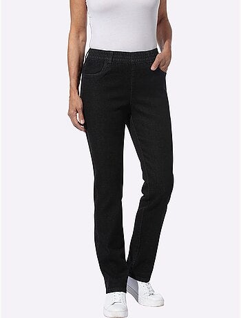 Jean extensible à ceinture élastique avec empiècements et poches - Taille standard - Moda Vilona