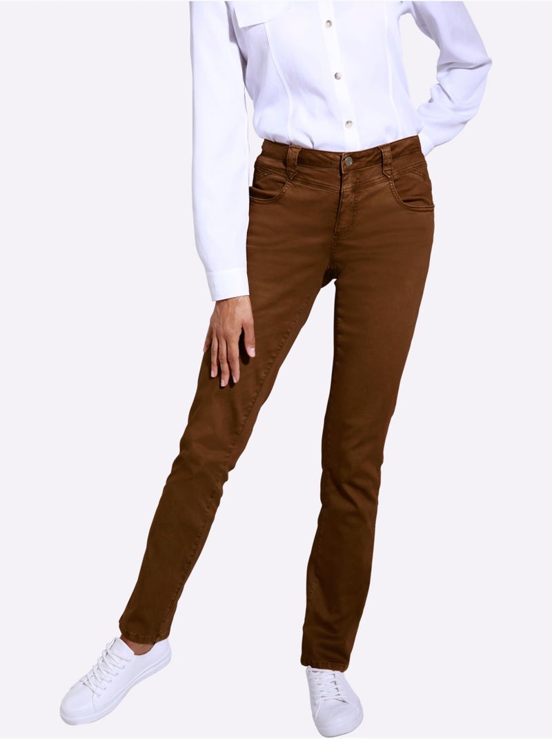 Jean mélange coton et lyocell de qualité - taille standard - helline Marron - Kiabi