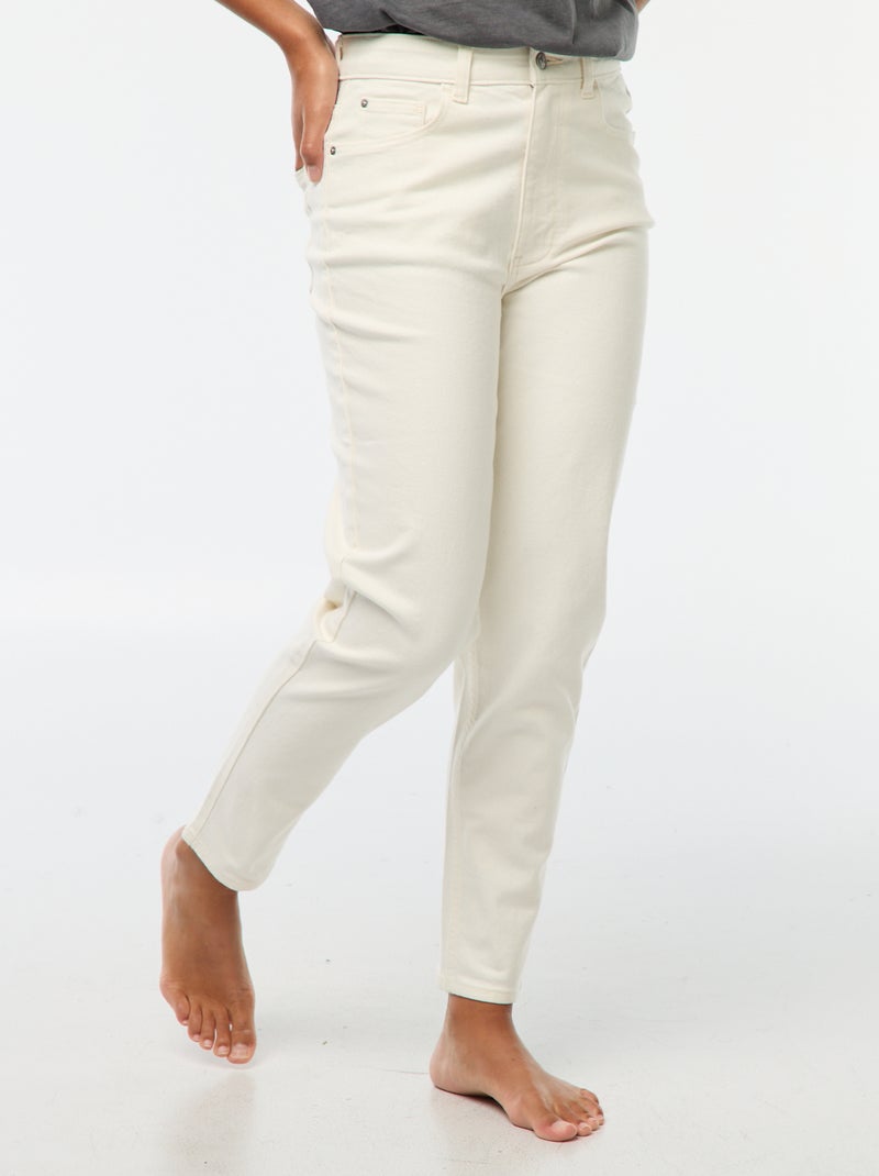 Jean mom 5 poches L34 Blanc - Kiabi