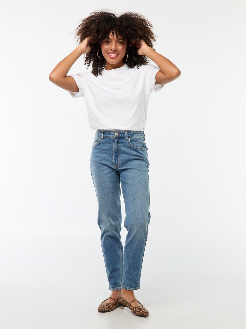 Jean mom 5 poches L34 Bleu - Kiabi