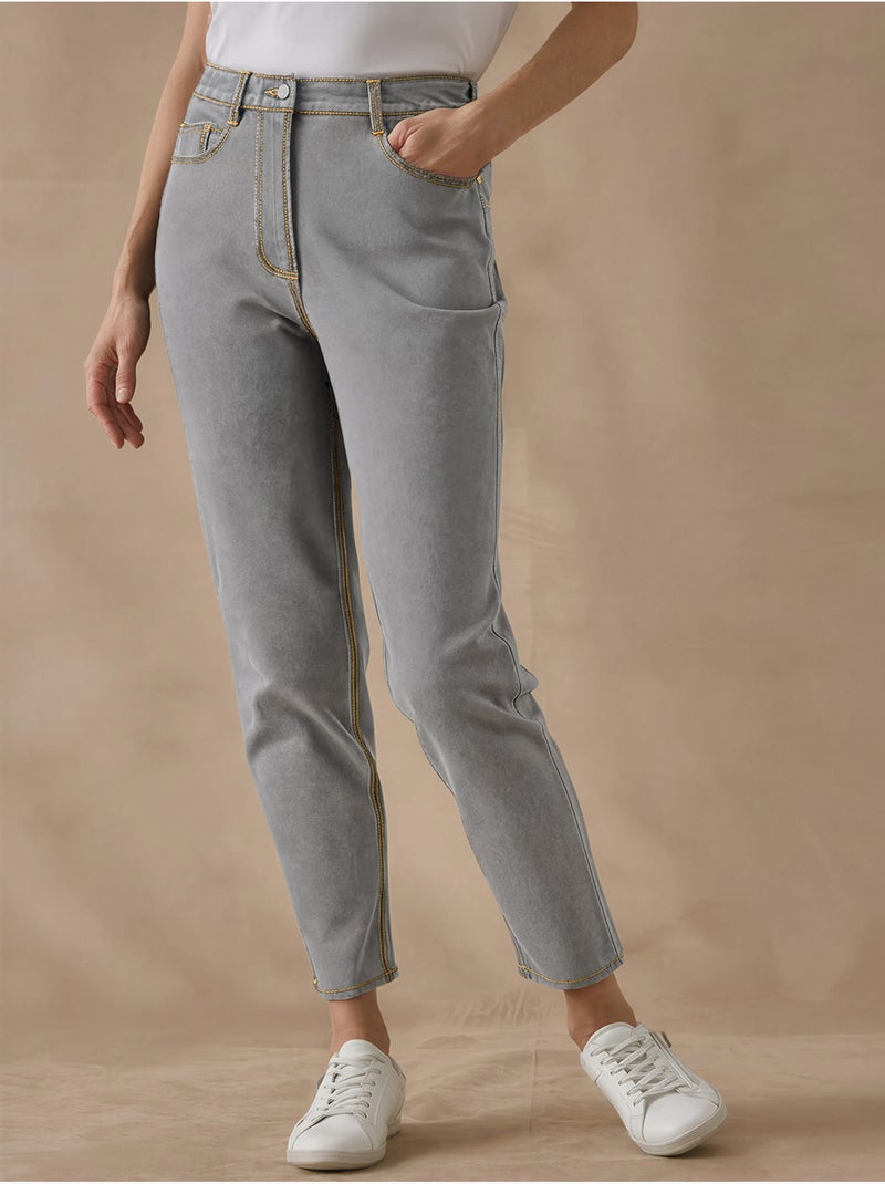 Jean Mom 7/8ème - DAXON Gris moyen - Kiabi