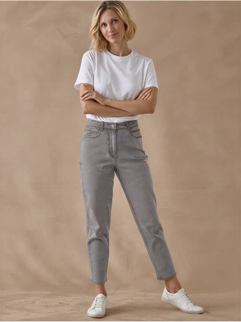 Jean Mom 7/8ème - DAXON Gris moyen - Kiabi