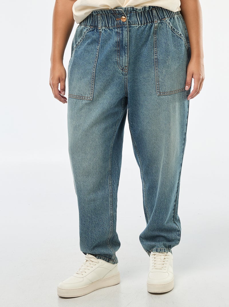 Jean mom à la taille élastiquée Bleu - Kiabi