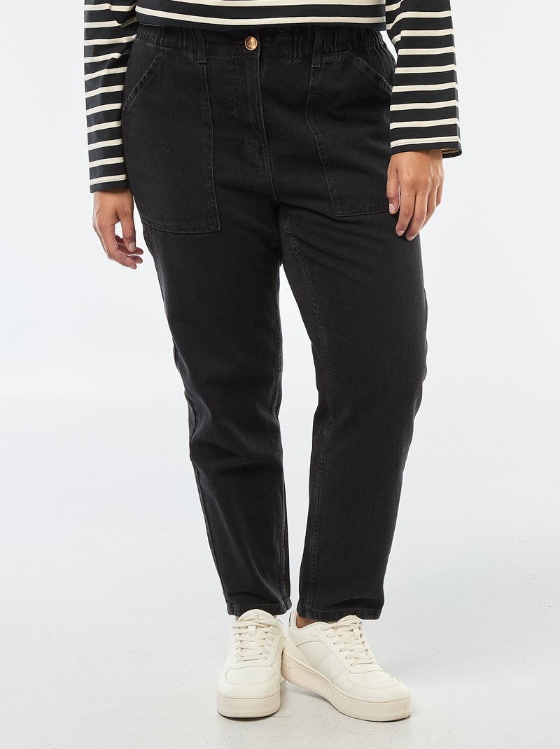 Jean mom à la taille élastiquée Gris - Kiabi