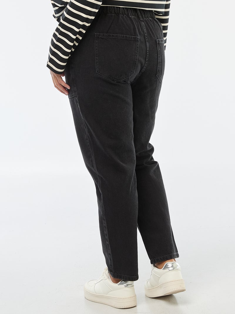 Jean mom à la taille élastiquée Gris - Kiabi
