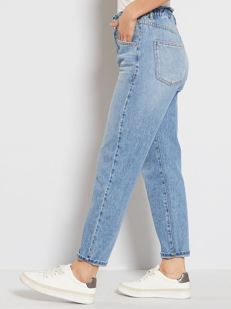 Jean mom à taille élastique bleu stone Kiabi 18.00€
