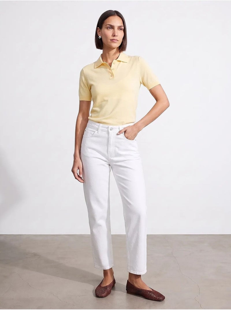 Jean mom à taille haute et jambe large dilvin Blanc - Kiabi