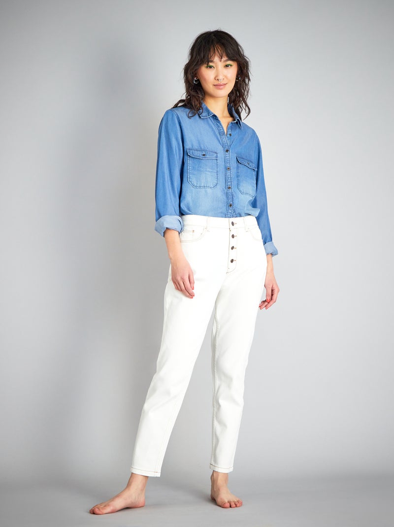 Jean mom à taille très haute - L28 Blanc - Kiabi