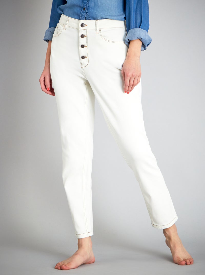 Jean mom à taille très haute - L30 Blanc - Kiabi
