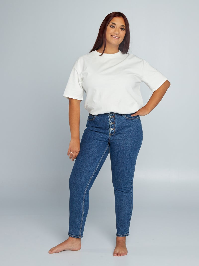 Jean mom à taille très haute - L30 Bleu stone - Kiabi