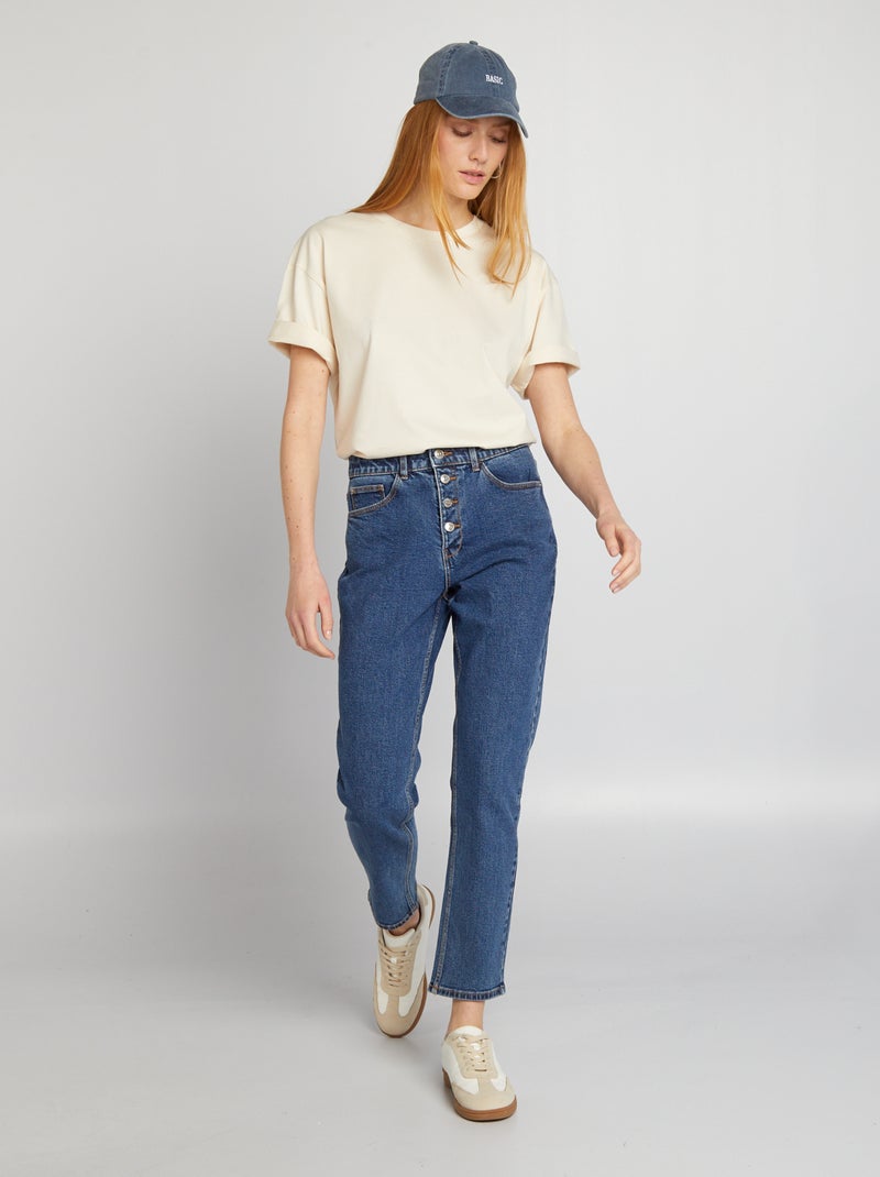 Jean mom à taille très haute - L30 Bleu stone - Kiabi
