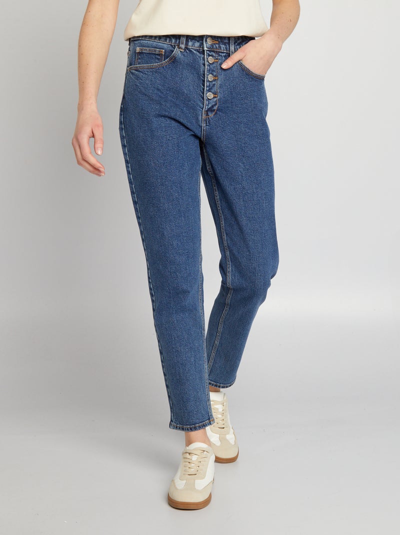 Jean mom à taille très haute - L30 Bleu stone - Kiabi