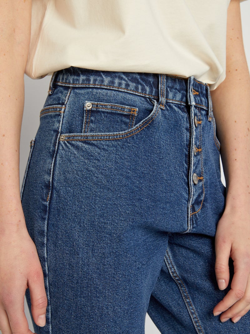 Jean mom à taille très haute - L30 Bleu stone - Kiabi
