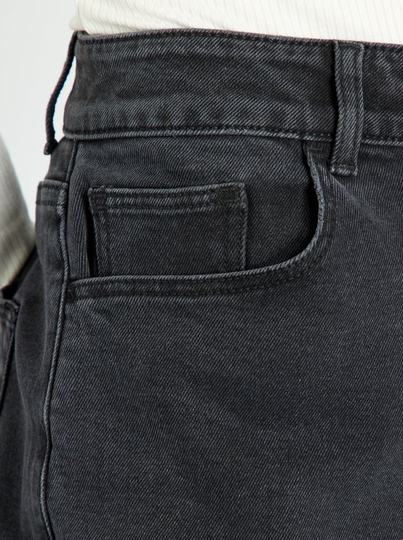 Jean mom à taille très haute - L30 Noir - Kiabi