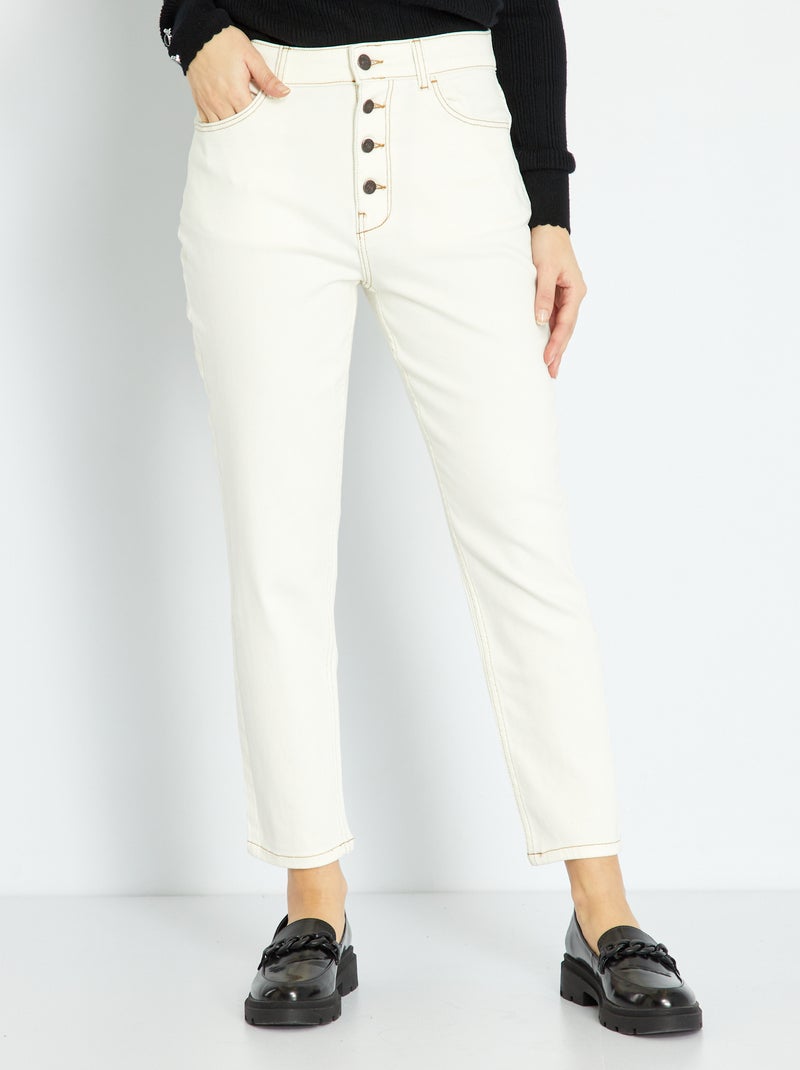 Jean mom à taille très haute - L32 Blanc - Kiabi