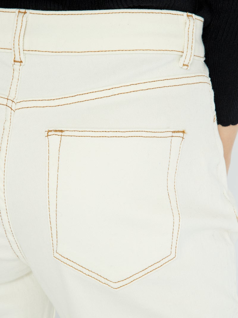 Jean mom à taille très haute - L32 Blanc - Kiabi