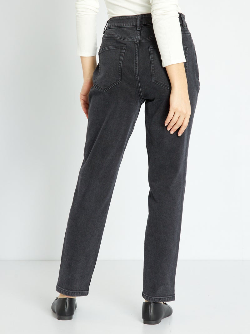 Jean mom à taille très haute - L32 Noir - Kiabi