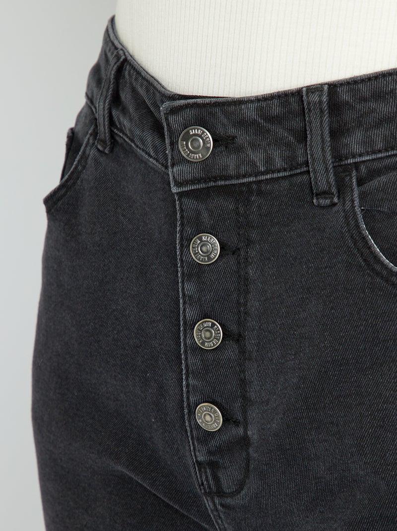 Jean mom à taille très haute - L32 Noir - Kiabi