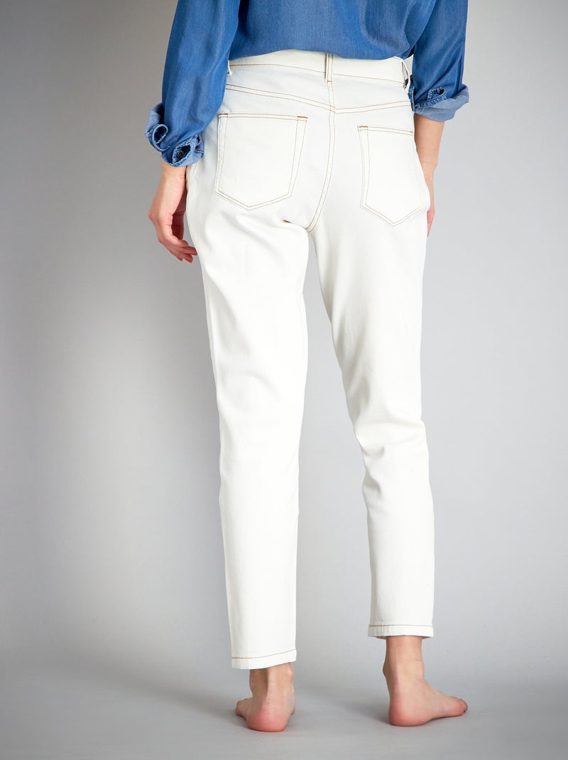 Jean mom à taille très haute - L34 Blanc cassé - Kiabi