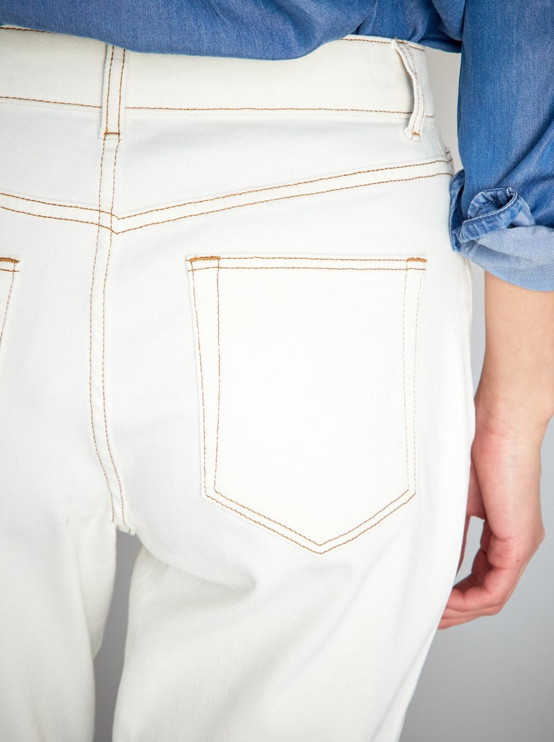 Jean mom à taille très haute - L34 Blanc cassé - Kiabi