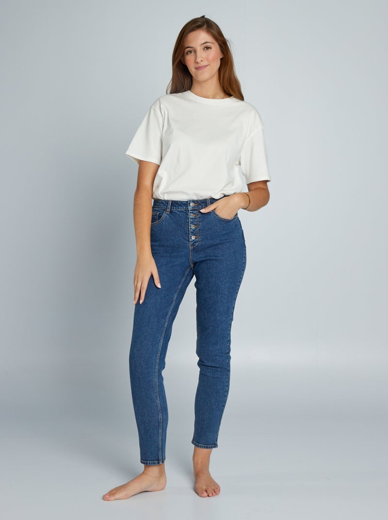Jean mom à taille très haute - L34 Stone - Kiabi