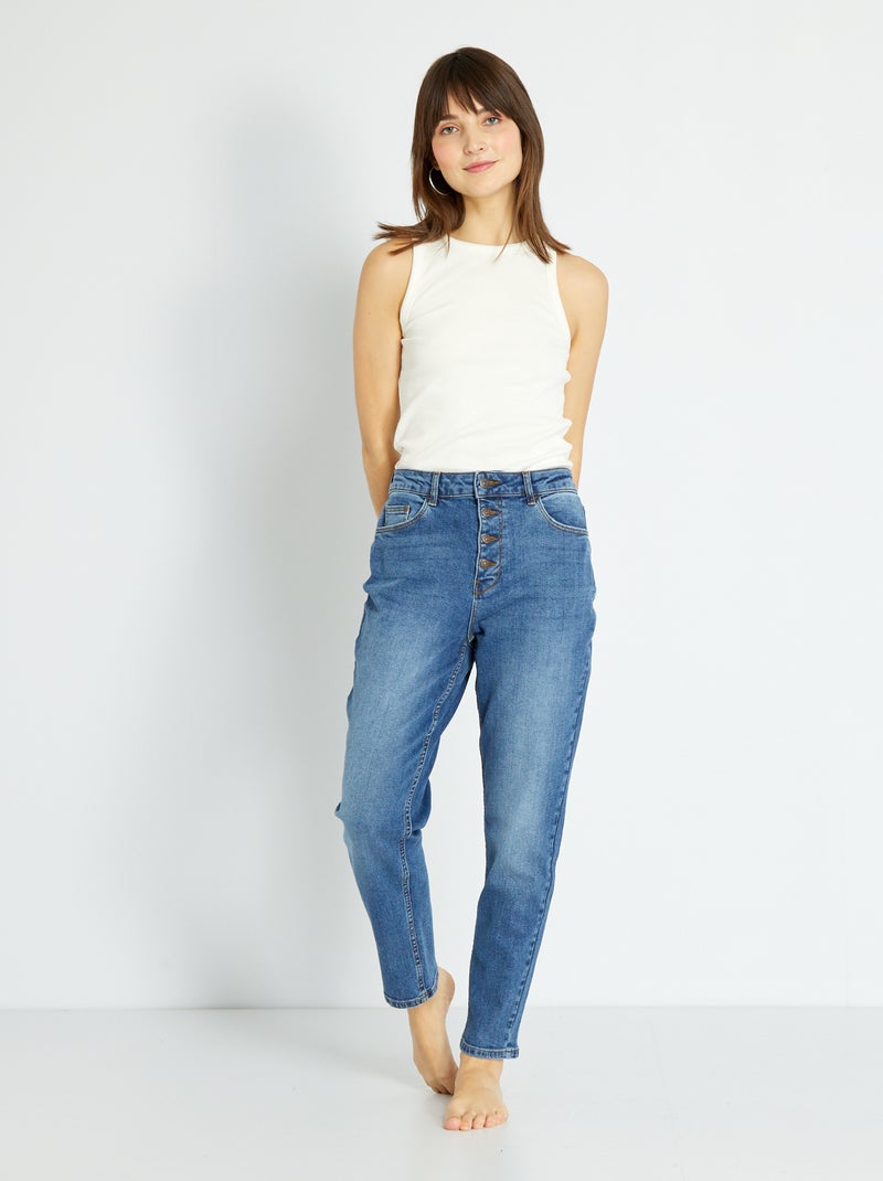 Jean mom à taille très haute - L34 Stone - Kiabi