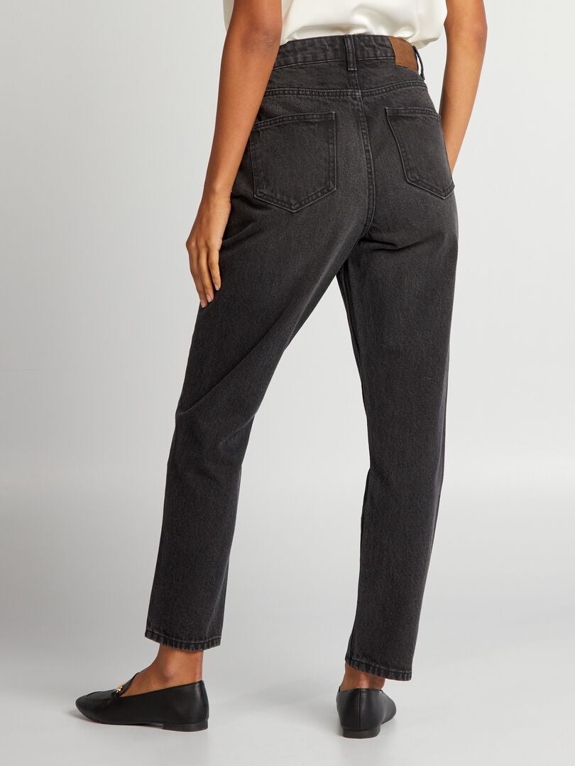 Jean Noir Délavé Femme Kiabi Taille 34 - Coupe Mom Taille Haute, Skinny, Occasion Très Bon état
