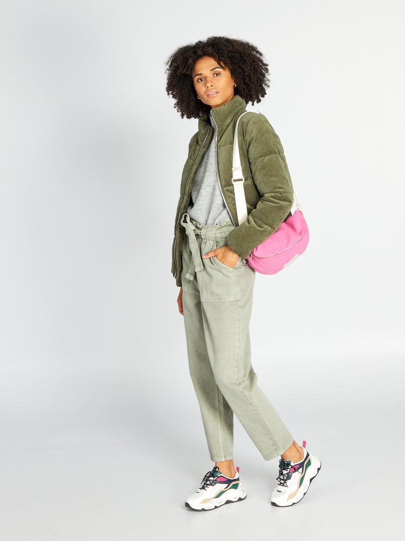 Jean mom avec ceinture gris - Kiabi