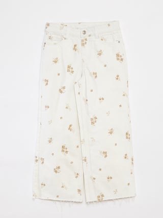 Jean mom avec motif floral