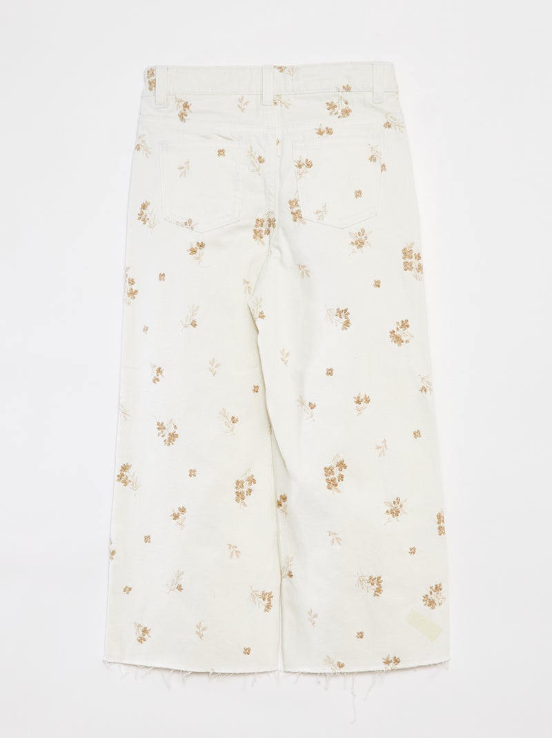 Jean mom avec motif floral BLANC - Kiabi
