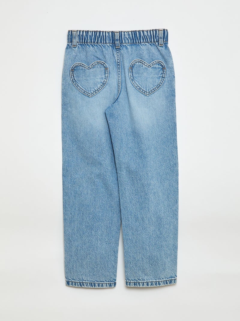 Jean mom avec poches en forme de cœur Bleu - Kiabi