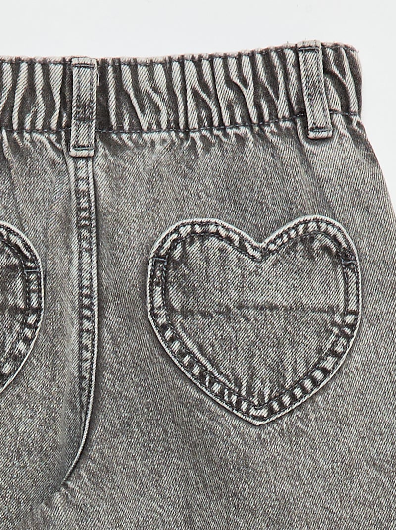 Jean mom avec poches en forme de cœur Gris - Kiabi