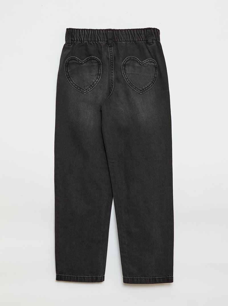 Jean mom avec poches en forme de cœur Noir - Kiabi