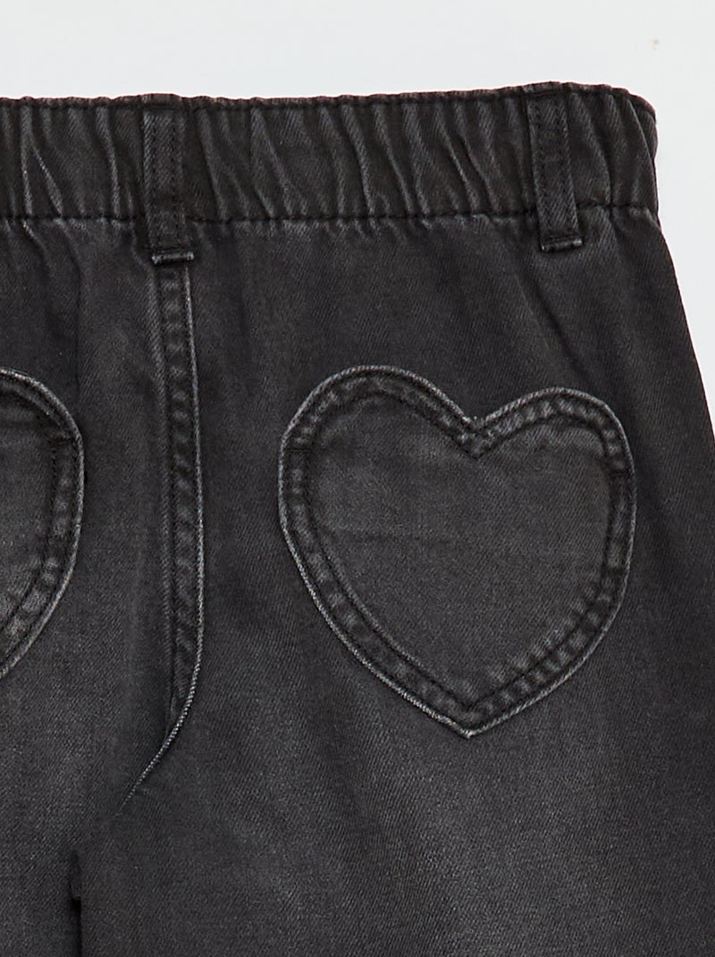 Jean mom avec poches en forme de cœur Noir - Kiabi