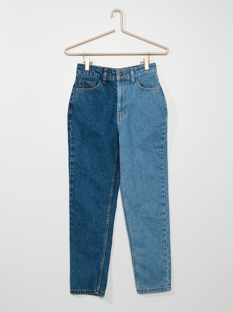 Jean mom bicolore bleu - Kiabi