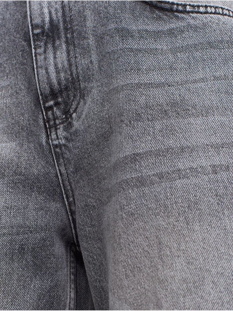 Jean mom droit à taille haute dilvin Gris clair - Kiabi