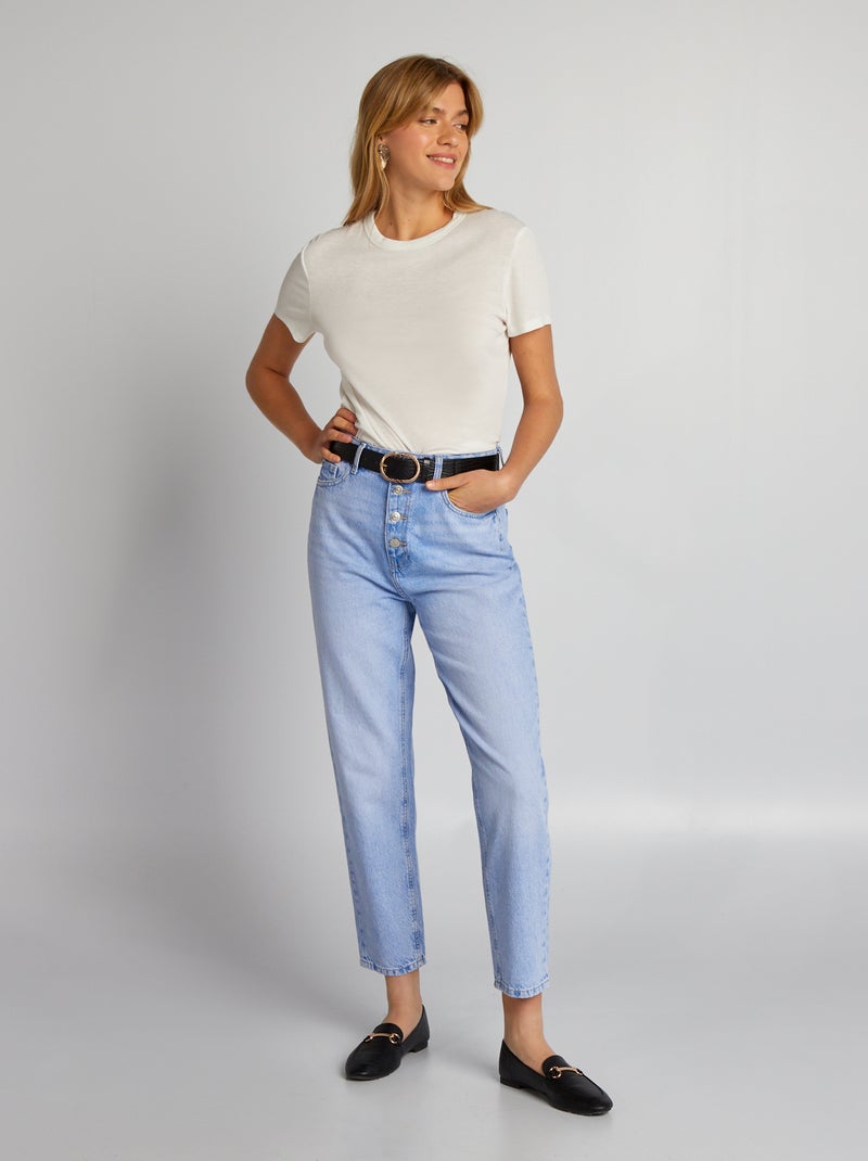 Jean mom fit à boutons Bleu - Kiabi