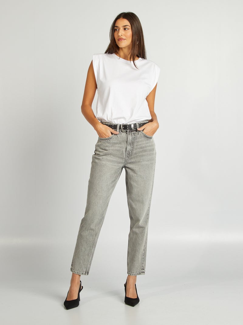 Jean mom fit Gris - Kiabi