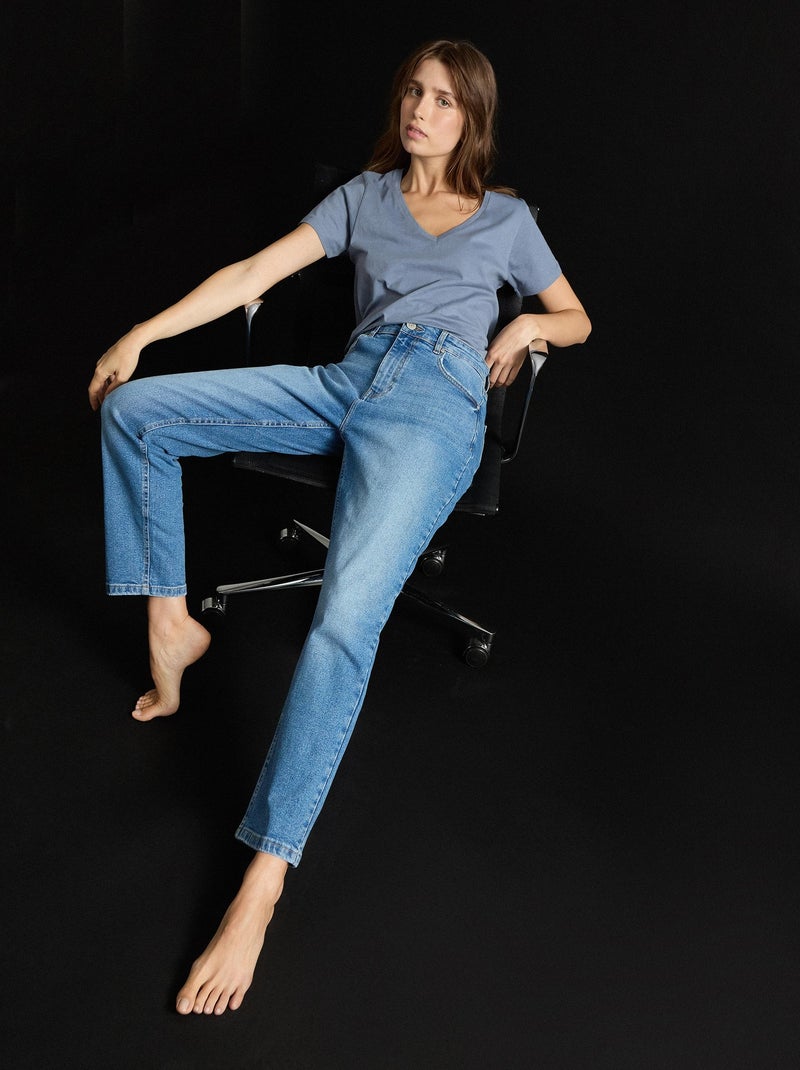 Jean mom fuselé pour femme MO Fashion Bleu - Kiabi