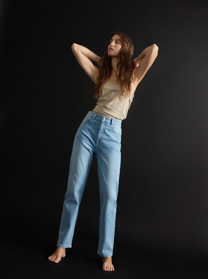 Jean mom fuselé pour femme MO Fashion Bleu - Kiabi