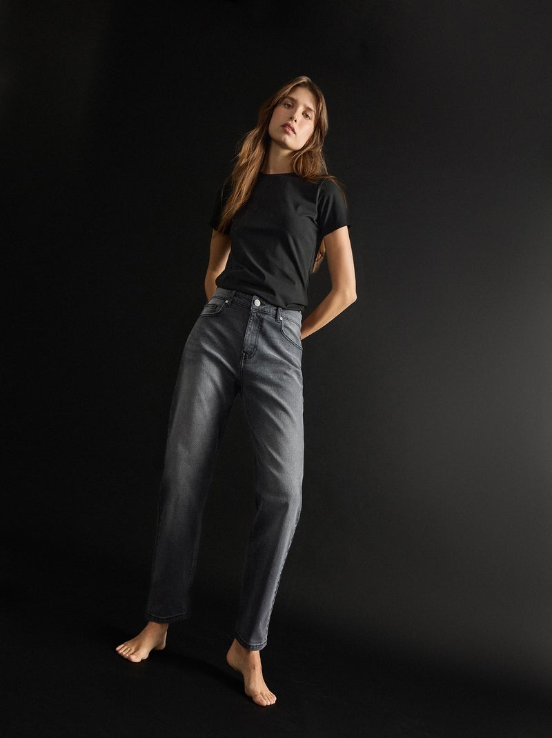 Jean mom fuselé pour femme MO Fashion Gris - Kiabi