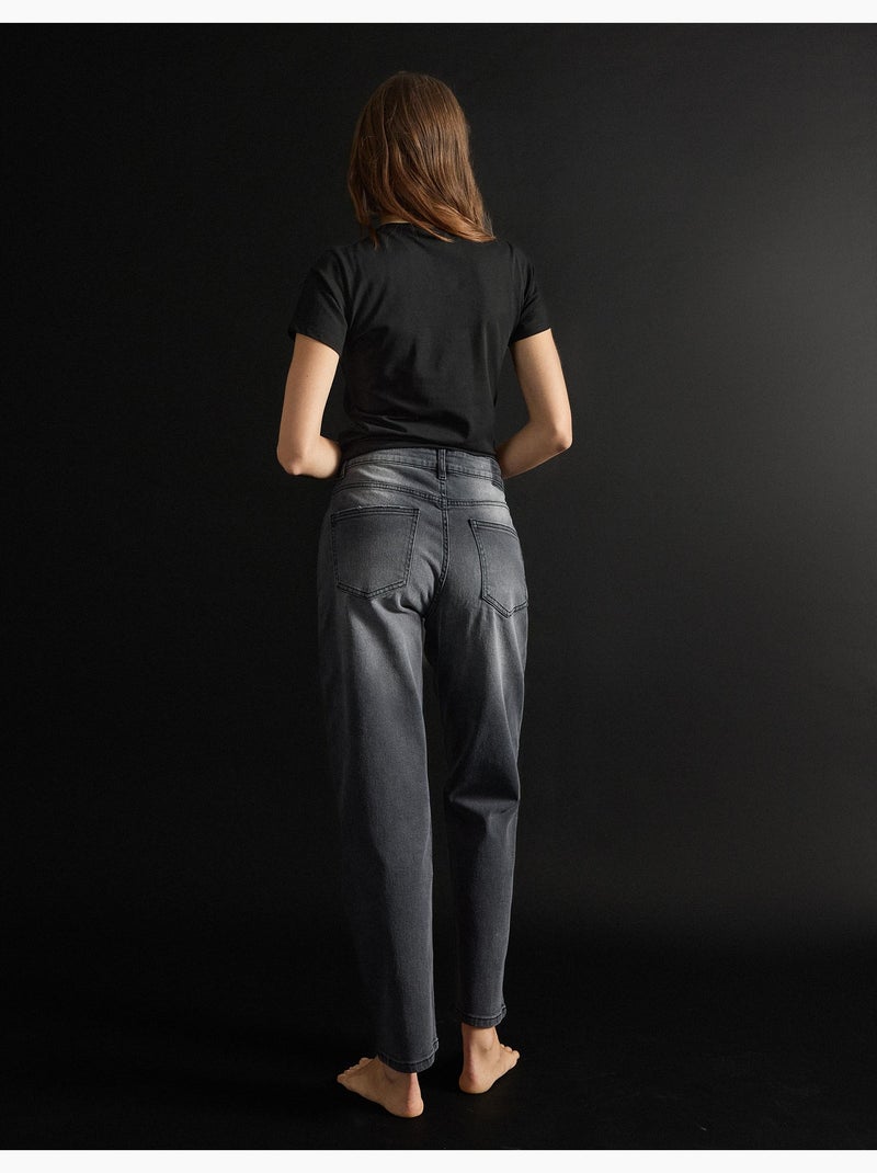 Jean mom fuselé pour femme MO Fashion Gris - Kiabi